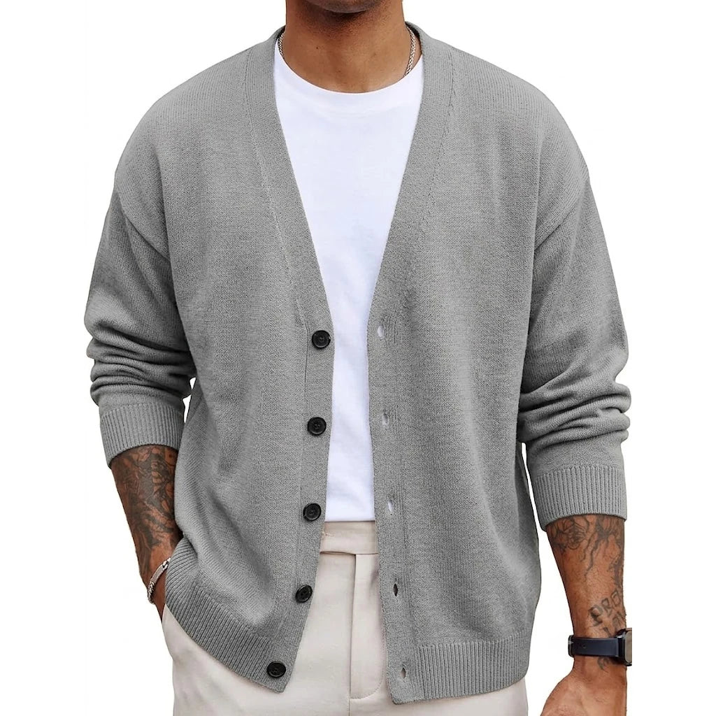 Autumn Men's Long Sleeve Knit Cardigan Sweater Solid Color Button Down Casual Warm Knitted Jacket for Winter Outwear Streetwear