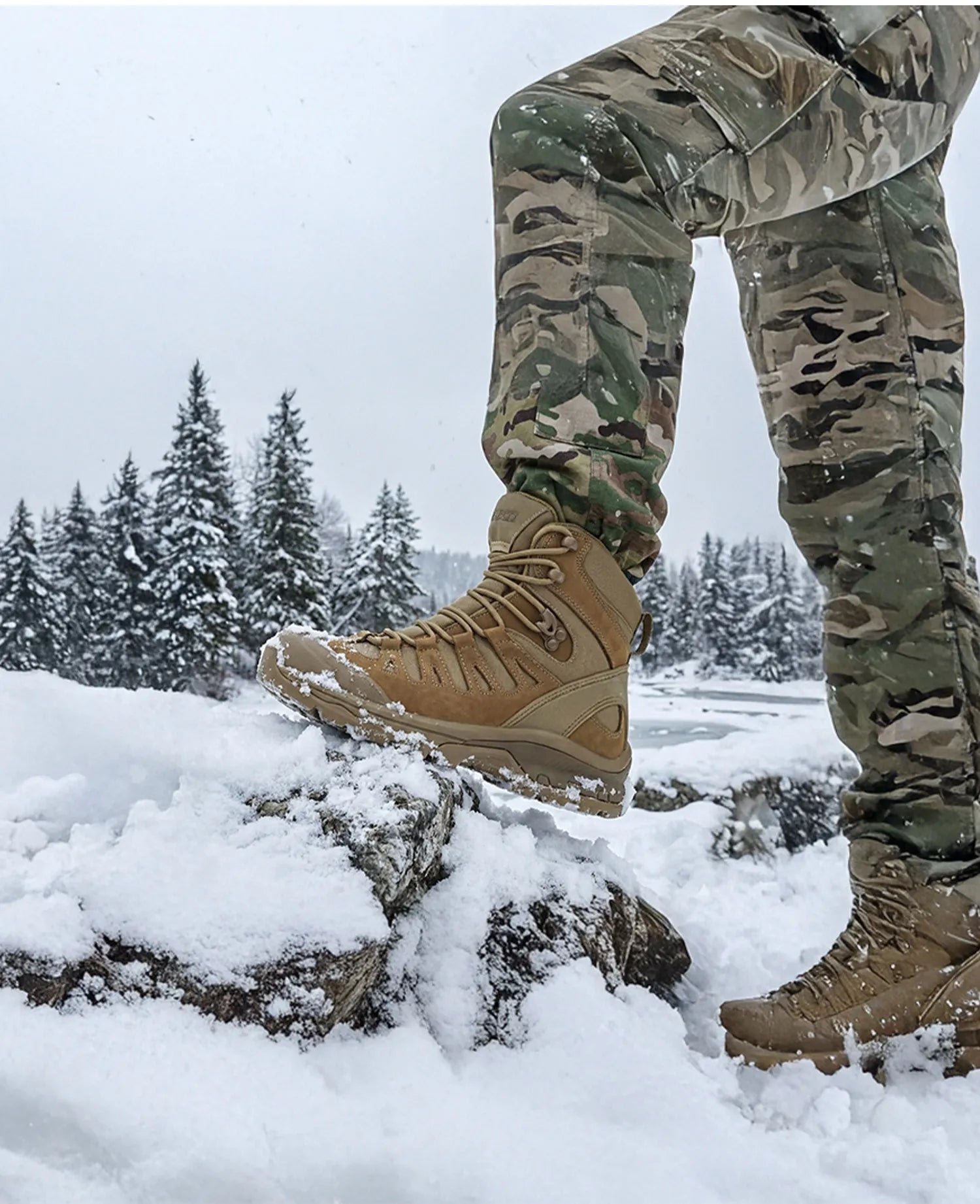 Men's Motorcycle Boots Waterproof  All Terrain Anti-slip Hiking Trekking Desert Combat 1000d Oxford Cloth Genuine Leather Boot
