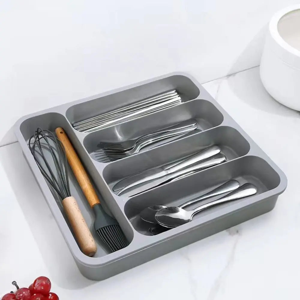 Plastic Cutlery Drawer Organizer 6-Slot Save Space Flatware Storage Divider Adjustable Dustproof Expandable Utensil Tray Kitchen