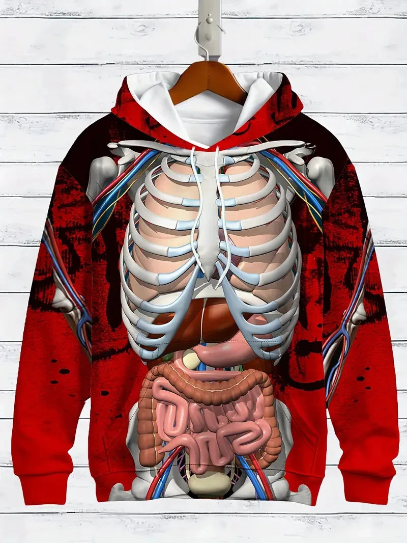 Vintage Cool 3D Print Skull Graphics Hoodie Drawstring Comfortable Super Dalian Long Hoodie Sweatshirt Spring And Autumn Clothes