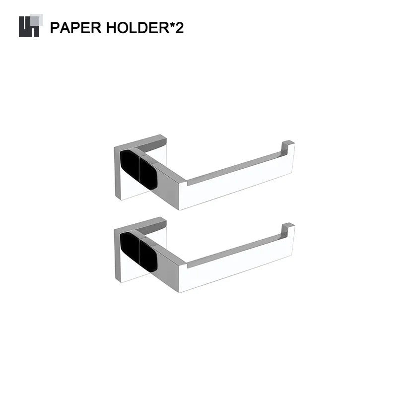 Stainless Steel Chrome Bathroom Hardware Set Square Towel Rack Towel Rack Tissue Holder Robe Hook Bathroom Rack Accessories