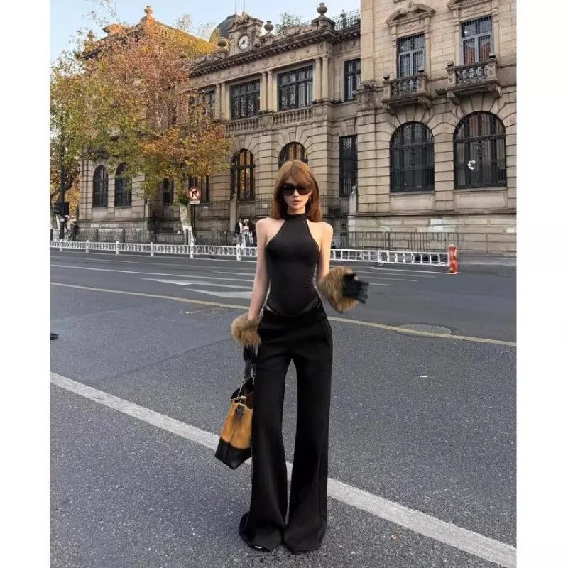 2026 Summer Fashion New Women's Design High-end Jumpsuit Street Style Hanging Neck Slim and Sexy Jumpsuit Top