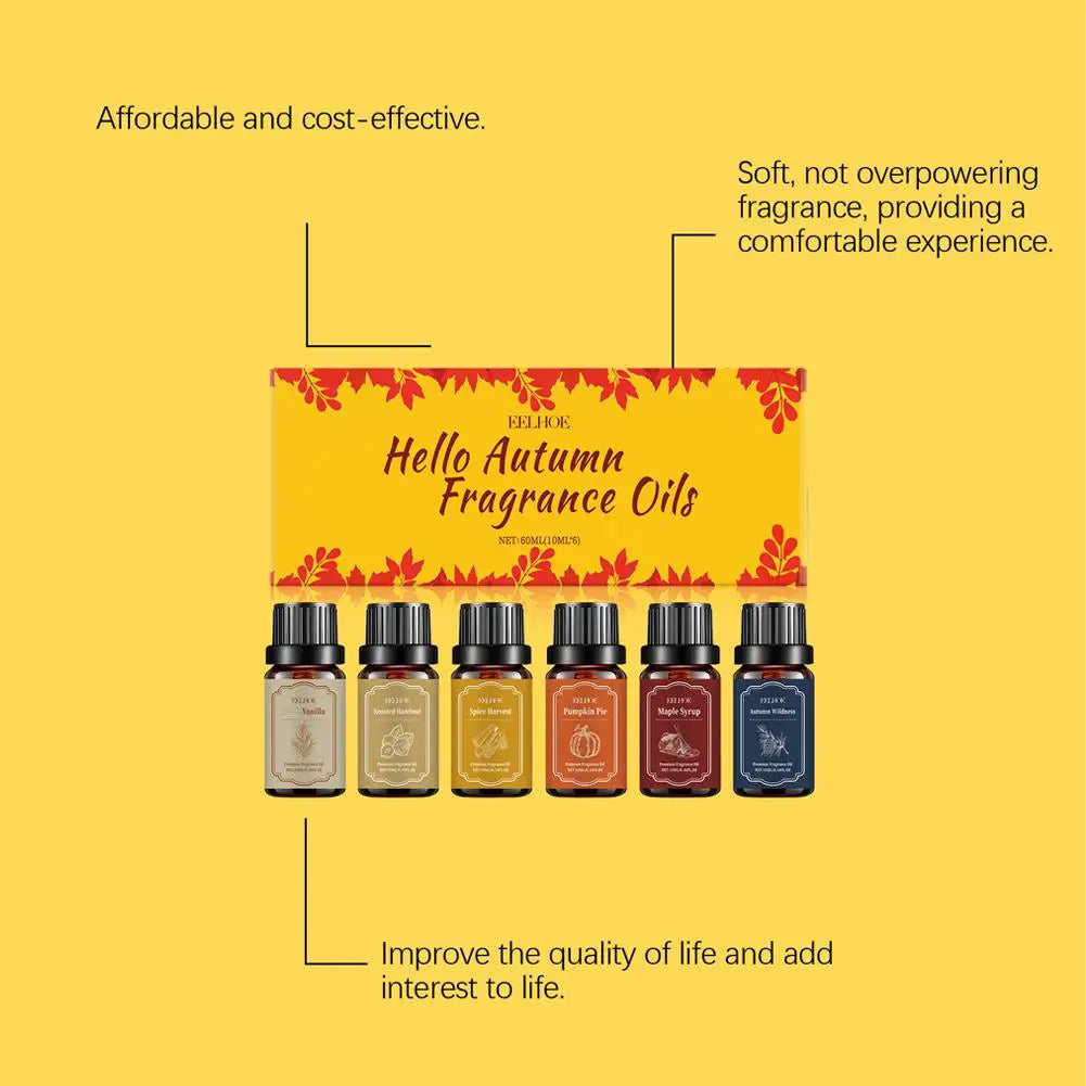 6x10ml Autumn Diffuser Fragrance Oils, Fall Essential Oils For Diffusers For Home,  Candle Soap Making Scents, Coconut Vanilla