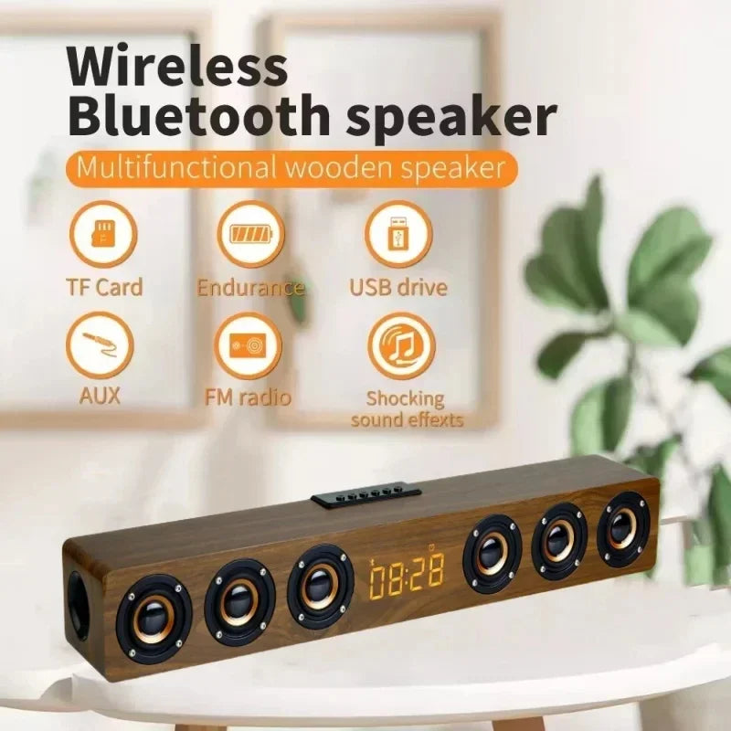 Home Theater Wireless Bluetooth Speaker TV Soundbar For TV Computers with Clock Alarm TF Fm Radio Sound System Caixa De Som