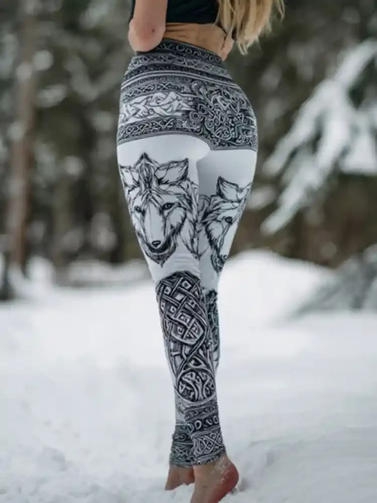 New Women's Leggings Cool Wolf Print Sexy High Elasticity Comfortable And Casual sporty and fashionabl High Waisted Pants