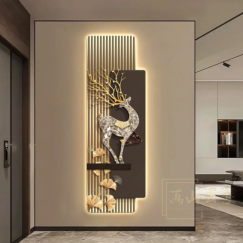 Light Luxury Entrance, Led Lights Decorative Paintings Home Decor Attracting Wealth Reindeer Living Room Corridor Mural Lights