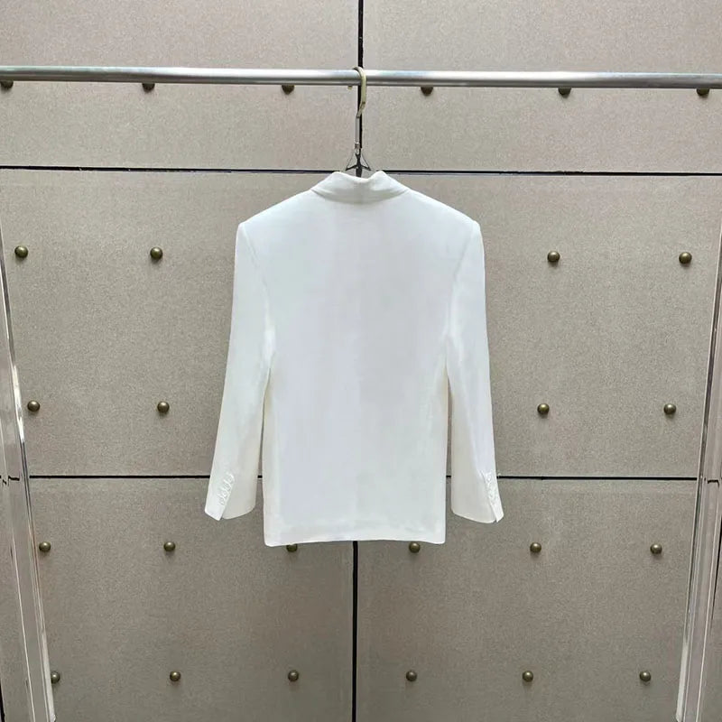 Women's loose-fit white suit jacket from Y2K2026 summer collection - stylish and versatile all-season top for women