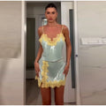 Sexy Sequin Sling Mini Dress Women Backless Lace Patcheork Straight Shiny Vestidos Female 2026 Summer New Chic Party Dresses