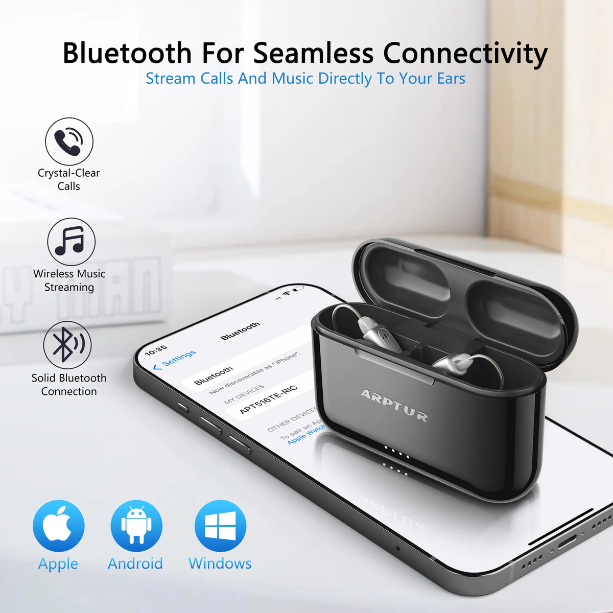 Hearing Aids for Seniors for Rechargeable Noise Cancelling APP Control Self-Fitting Wireless Music Stream Hand-free