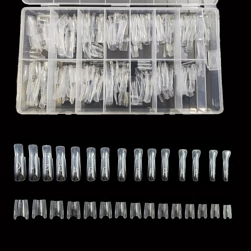 240 Pieces of Dual-Form Nail Forms - Nail Molds, Can Quickly Extend Nails, No Paper Forms Needed, 15 Sizes of Plastic Forms, Salon Nail Art Tools