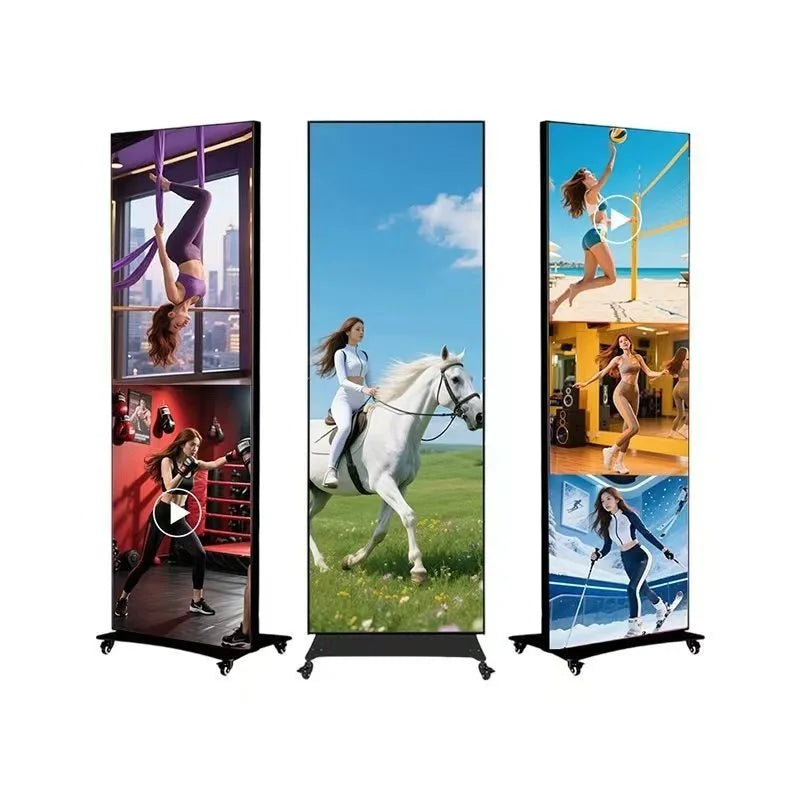 LED Display Poster Screen, Indoor Vertical Advertising Screen, Movable Folding, Exhibition Promotion