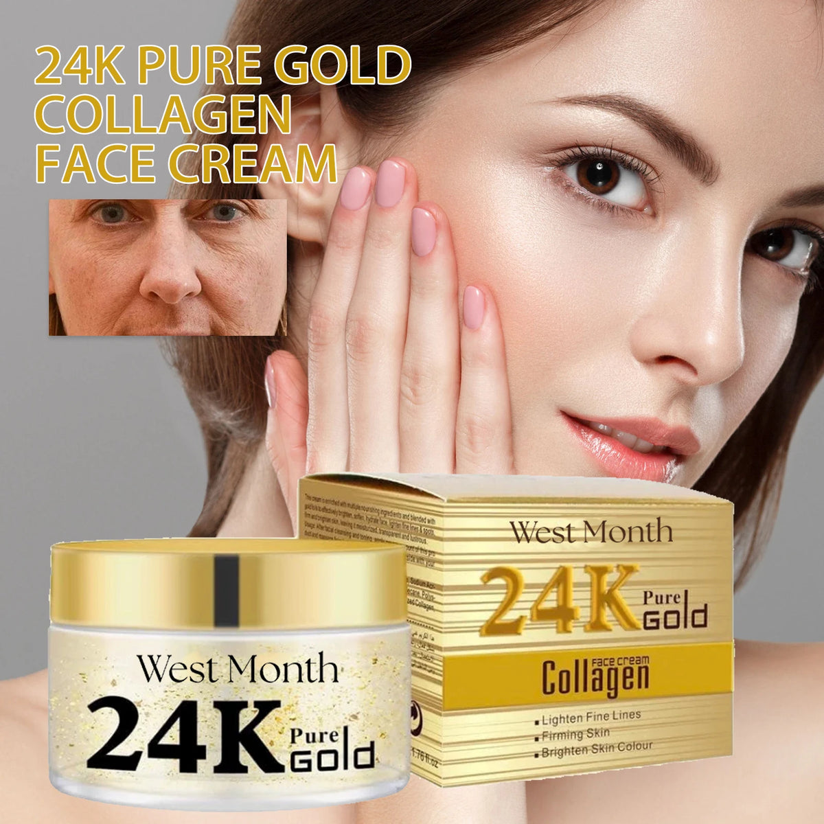 24k Collagen Cream - Reduces Fine Lines, Brightens Skin, Firms, and Anti-Wrinkle Cream