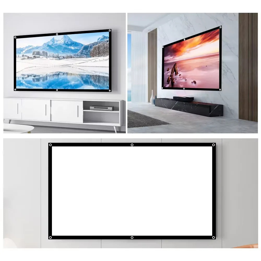 60 72 84 100 120 150 inch Simple Foldable Projection Screen 100inch Curtain 16:9 Outdoor Full HD 2K 4K Projector Screen Curtain