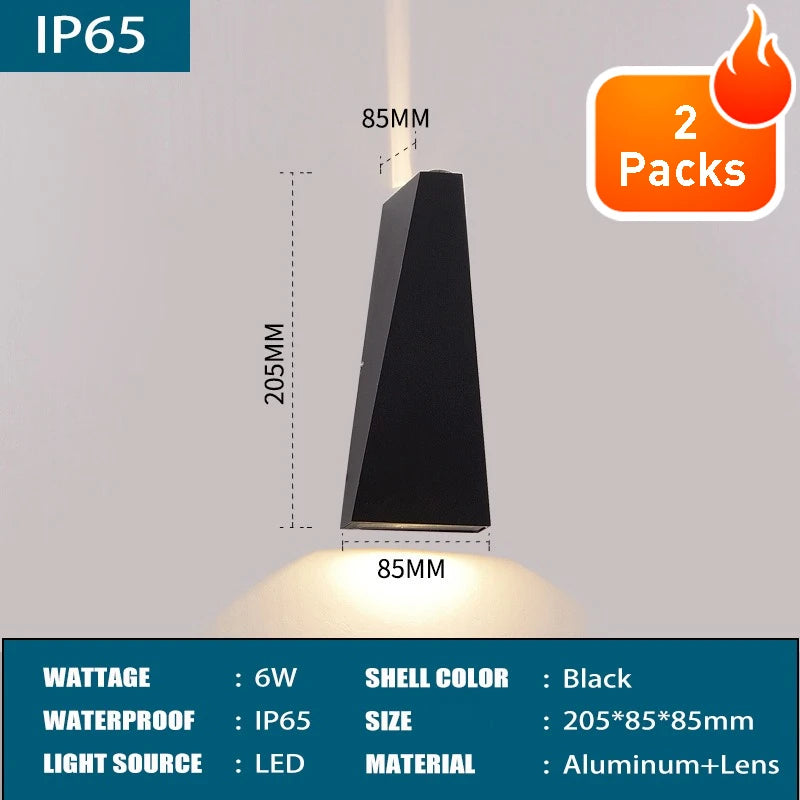 Outdoor LED Wall Lamp 6W 10W IP65 Waterproof Aluminum Wall Lights Porch Garden Fence Indoor Modern Nordic Sconce Lamps AC85-265V