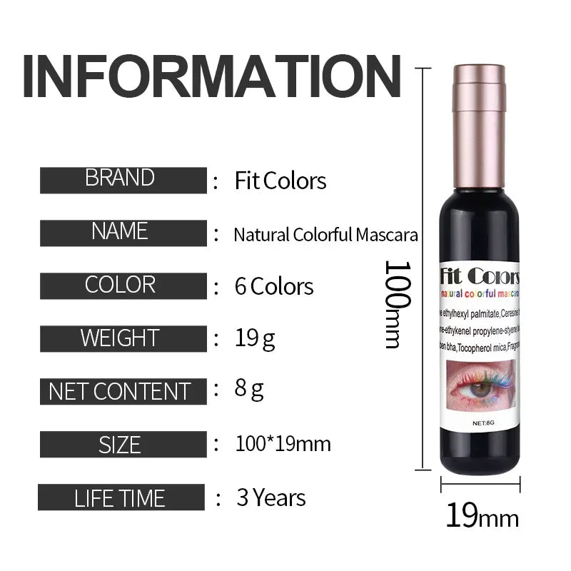 4D Colorful Mascara Waterproof Eyelash Extension Glitter Fast Dry Long-lasting Curling Purple Blue Pink Party Makeup Cosmetic