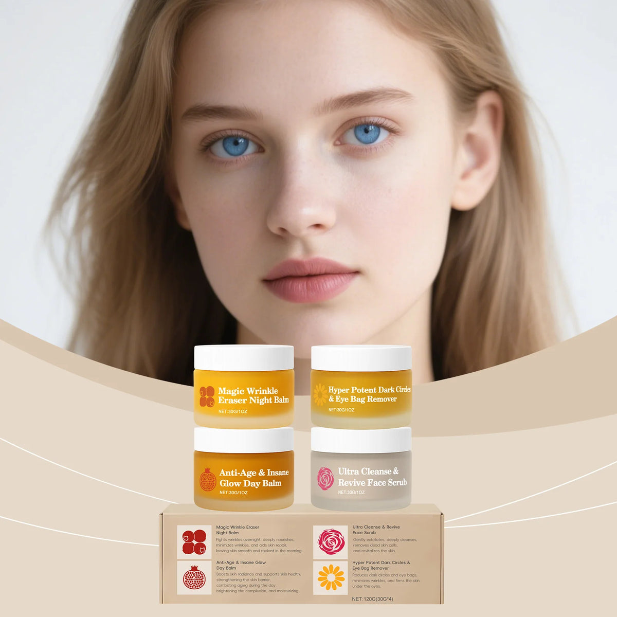 Anti-Aging Multi-Function Day Night Set Firm Skin Reduce Fine Lines Dark Circles Eye Bags Fade Wrinkles Exfoliate Care Kit