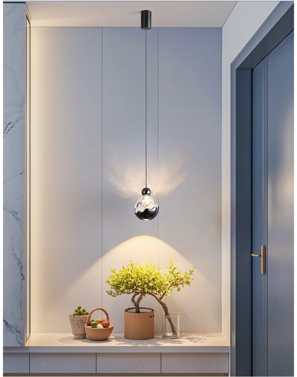 Italian Light Luxury Bedside Pendant Light Artistic Snow Mountain Hand Sweeping Induction Adjustable Entrance Hanging Line Light