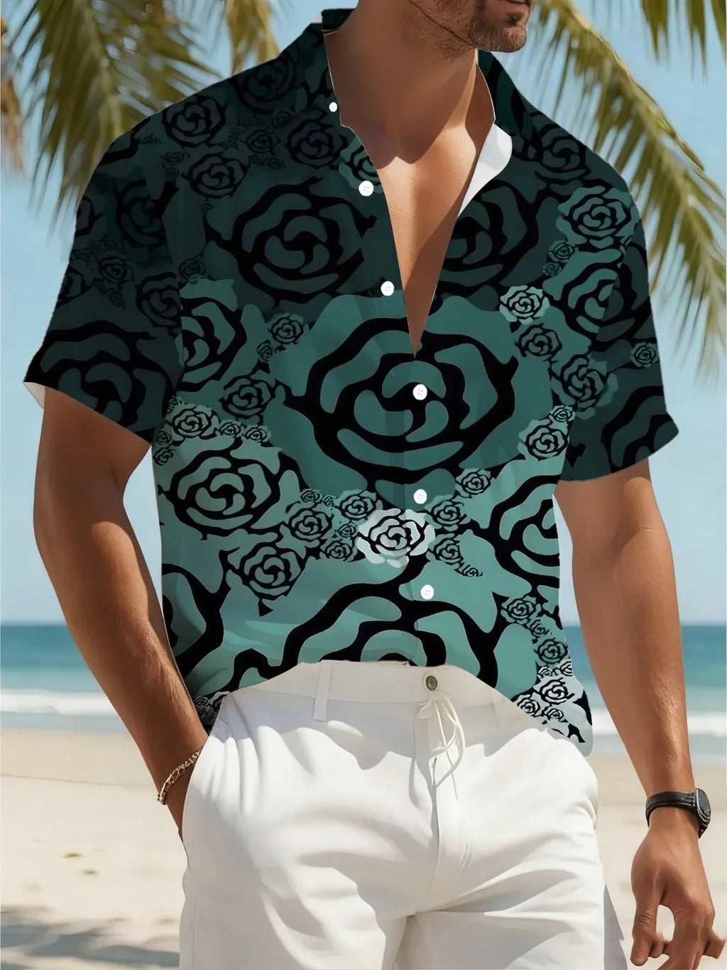 Fashion Tropical Hawaiian Shirt Men Summer Casual Man Short Sleeve Stylish Print Beach Wear Breathable Party Holiday Tops