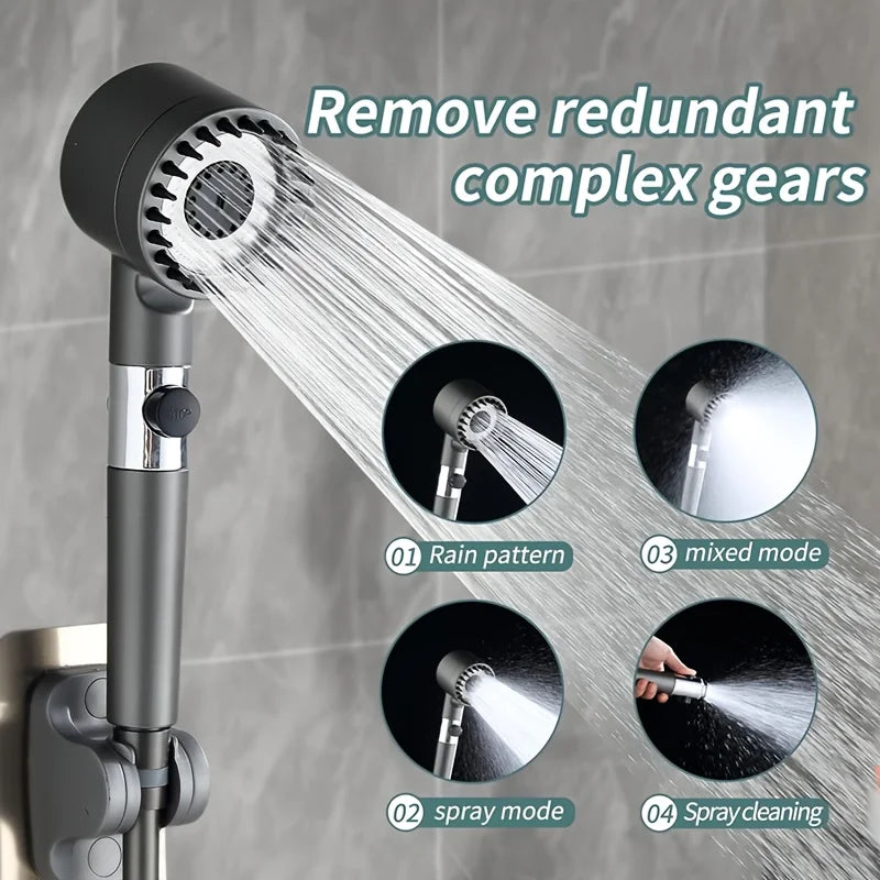 Shower Head High Pressure Shower Head One Button Water Stop Water Saving Adjustable 4 Mode Water Massage Shower Head