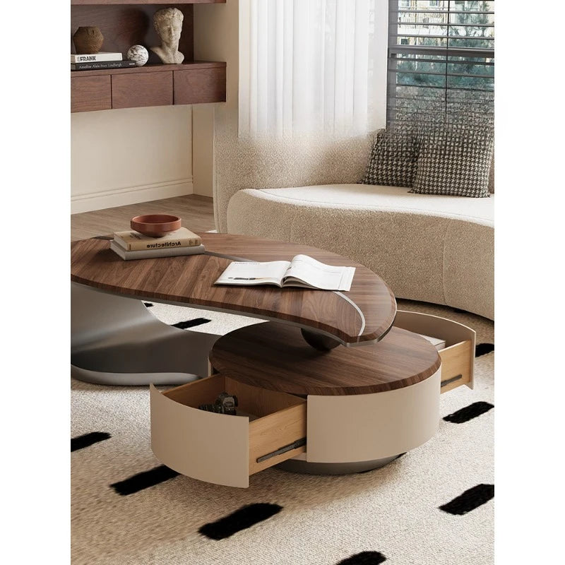 Light luxury solid wood leaf coffee table living room home antique special-shaped coffee table