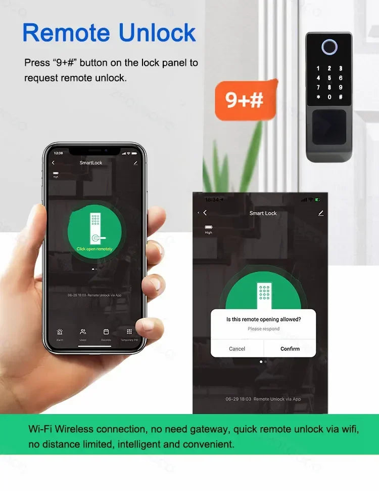 Tuya WIFI Smart Door Lock Double Side Fingerprint Lock Waterproof Outdoor Gate Passcode/IC Card /Key/Fingerprint/APP Unlock