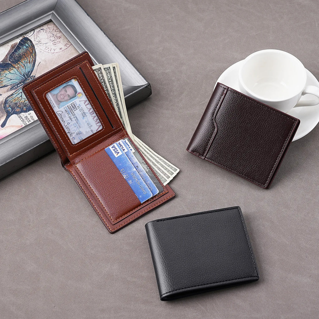 Coin Purse  Men'S Short Wallet Bifold Wallet Slim Pu Leather Wallet For Pocket Carry Gifts Daily Use