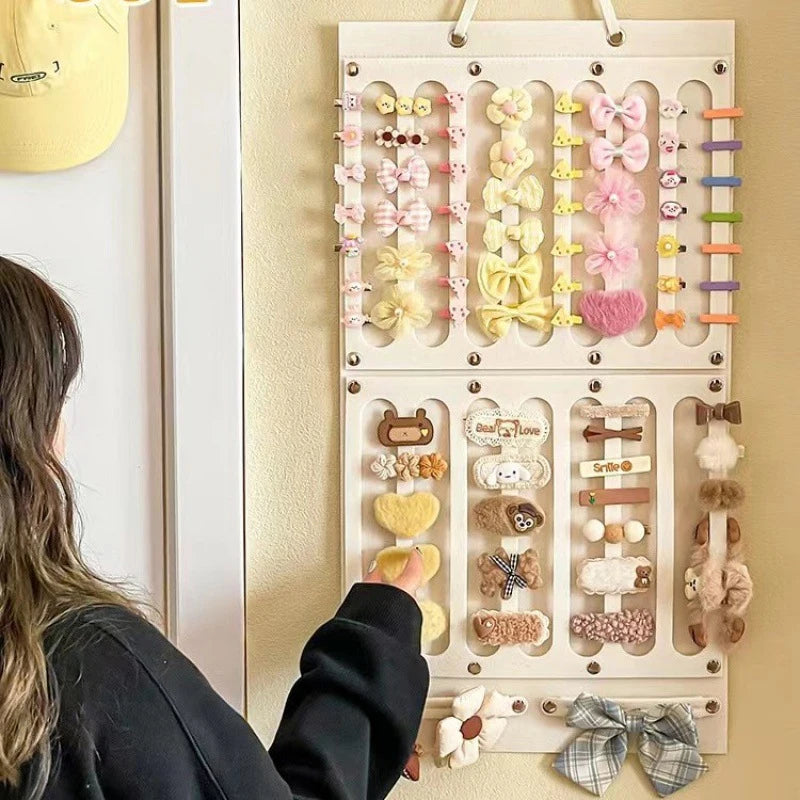 Hanging Hair Claws Clip Storage Pink Organizer For Women Girls Felt Headbands Display Hairpin Sunglasses Accessories Holder Bag