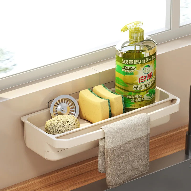 Kitchen Sink Organizer Drain Rack Self-draining Shelf Sponge Holder Dishcloth Faucet Storage Soap Drainer Kitchen Accessories