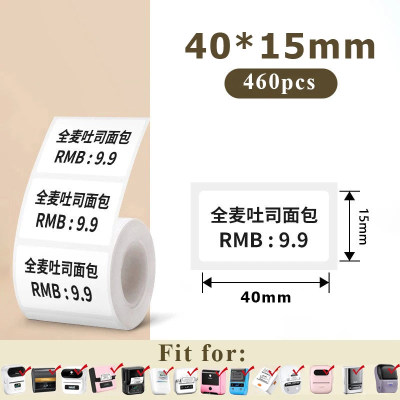 20-50mm White Thermal Label Sticker Compatible for M110 M220 M200 Marklife P50 E210 Munbyn Nelko PM220 MiniPrinter