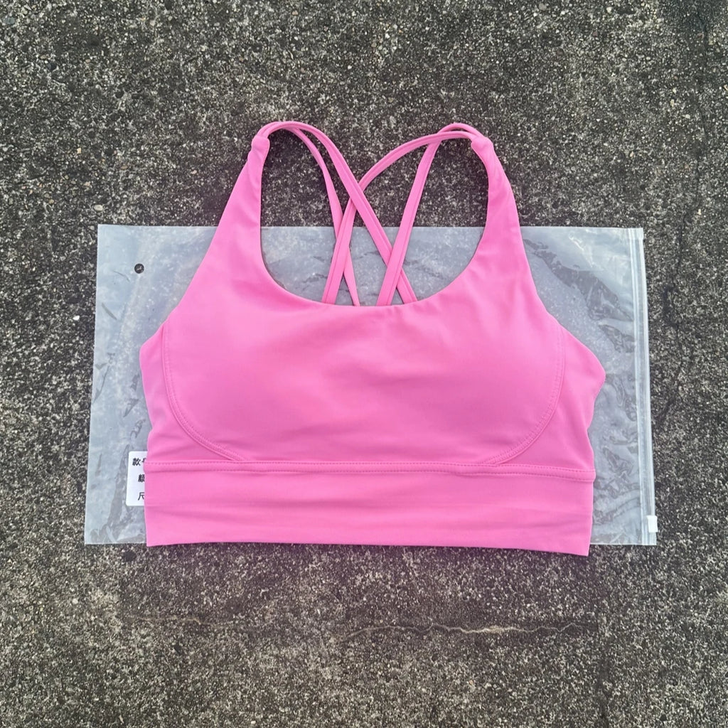 Solid Color Women Fitness Sport bra top soft tight Comprehensive training jogging gym yoga underwear cross back With chest pad