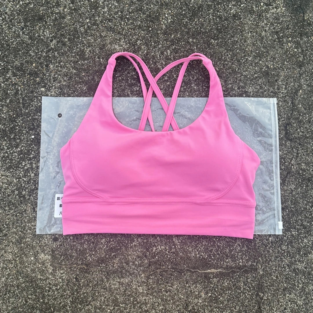 Solid Color Women Fitness Sport bra top soft tight Comprehensive training jogging gym yoga underwear cross back With chest pad
