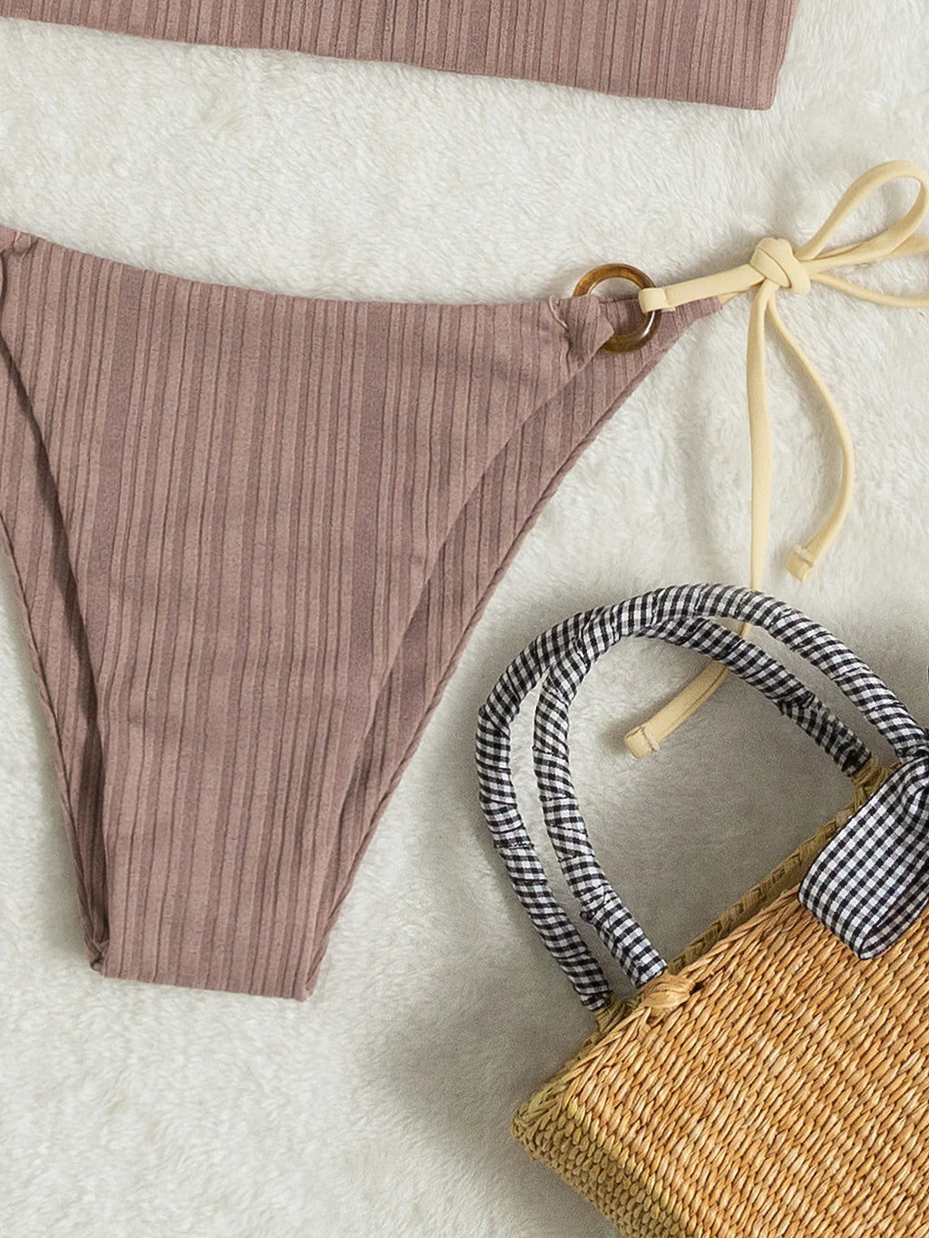 Sexy Ribbed Bikini for Women, Push Up Swimwear, Female Bikinis Set, Beachwear with Straps, Brazilian Bathing Suits, Swimsuits