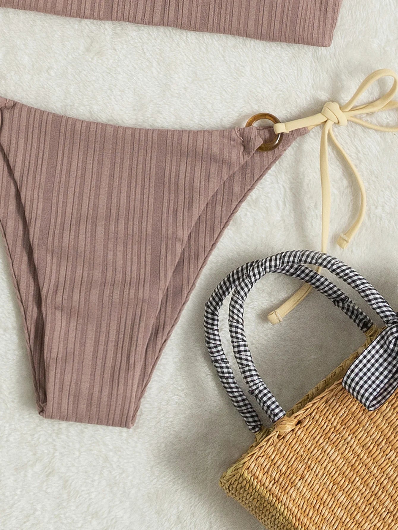 Sexy Ribbed Bikini for Women, Push Up Swimwear, Female Bikinis Set, Beachwear with Straps, Brazilian Bathing Suits, Swimsuits