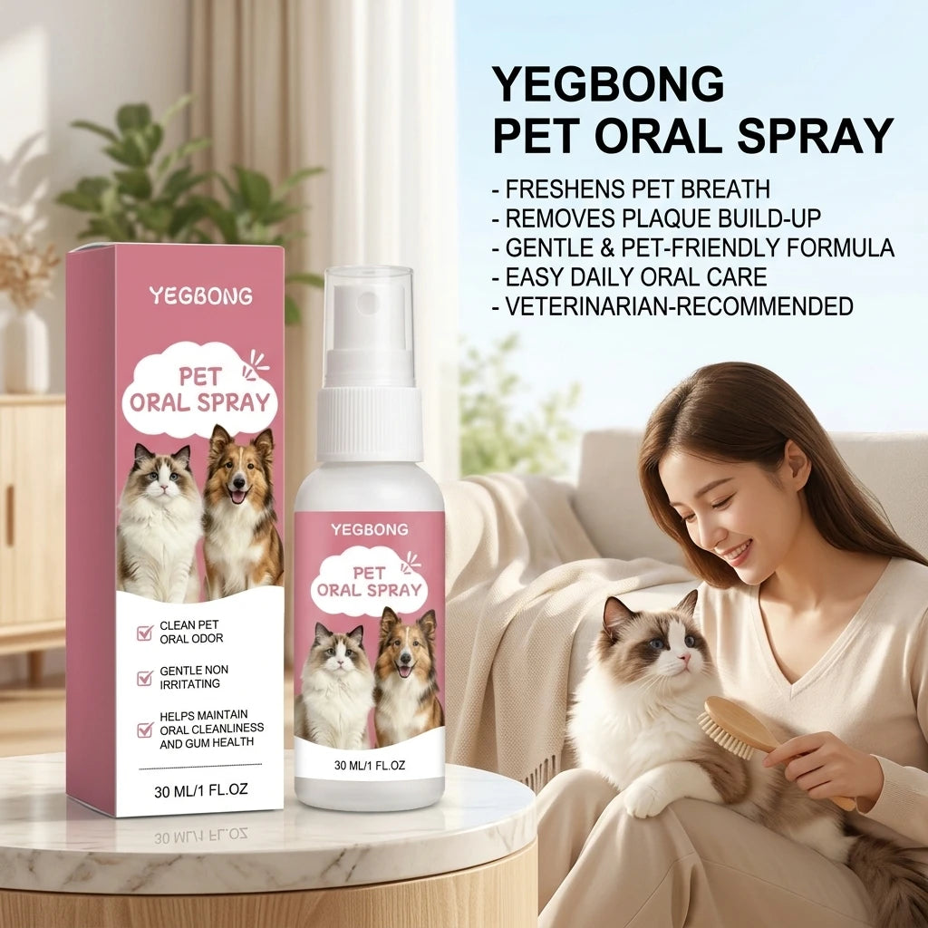 Pet Oral Care Spray Eliminating Bad Breath Cleaning Food Residue Support Long-Term Gum Health No-Brush Daily Pet Oral Deodorizer