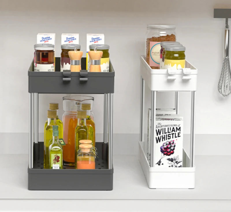2 Tier Under Sink Organizer Kitchen Organizer Cabinet Storage Rack Multipurpose Rack Under Sink Storage for Bathroom Kitchen