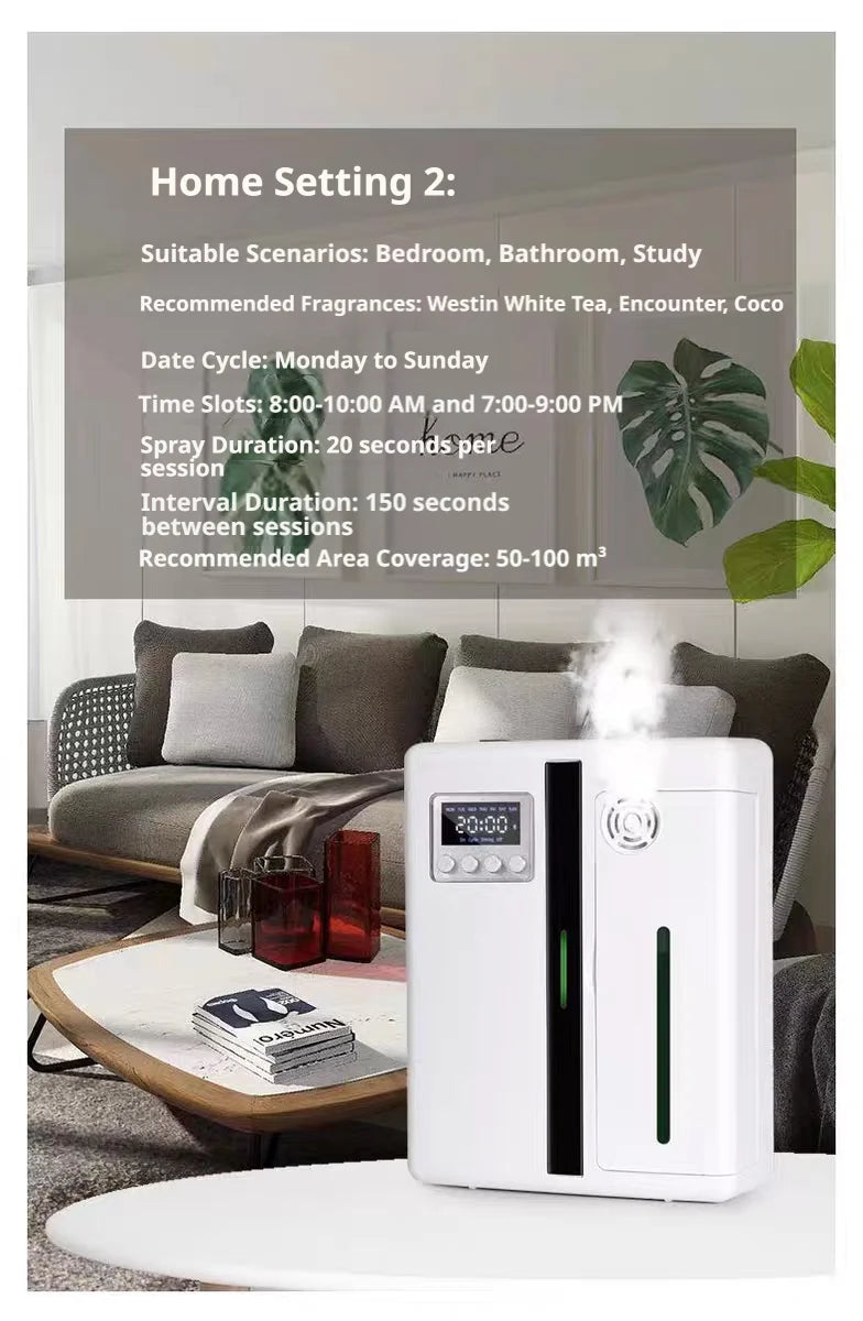 Smart Aroma Diffuser 300m³ Built-in Pressurized Fan Nano Mist Atomization Waterless Essential Oil Scent Machine for Home Hotel