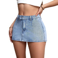New 2026 Summer Women's Distressed Vintage Denim Short Skirt Fashionable Sexy Versatile Bodycon Short Skirt
