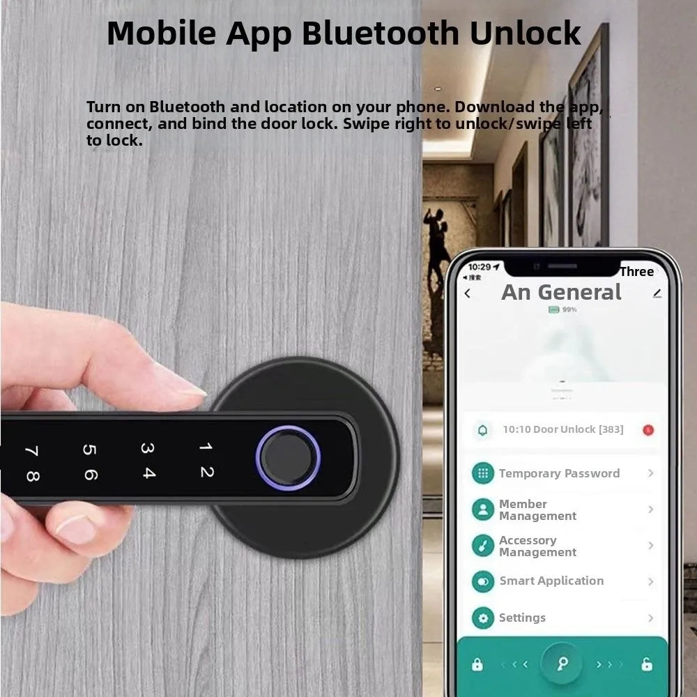 Remote Lock Smart Fingerprint Door Lock Smart Password Electronic Digital Door Handles WiFi Gateway Key Biometric Door Lock