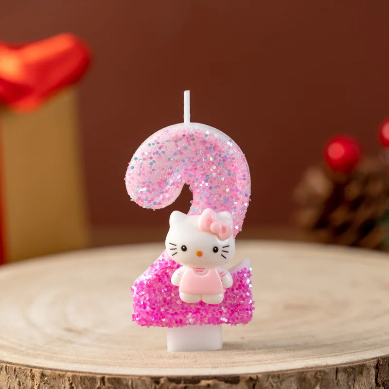 Cute cartoon cat digital candle 0-9 pink birthday candle cake party decoration