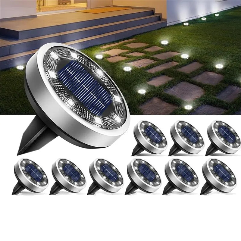 Mini Solar Ground Lights Garden Yard Lawn Walkway, Cool White Outdoor Waterproof-AA26