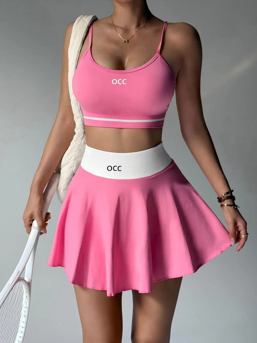 Yoga bra, high waisted tennis skirt, running and fitness pleated skirt, two-piece set, women's comfortable tennis skirt