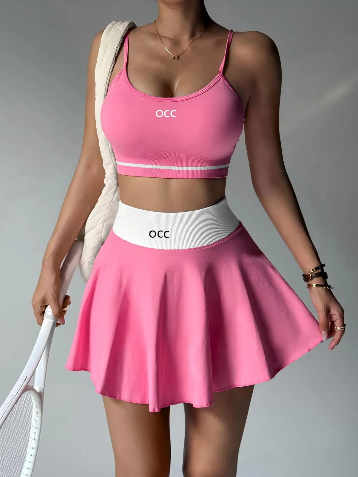 Yoga bra, high waisted tennis skirt, running and fitness pleated skirt, two-piece set, women's comfortable tennis skirt