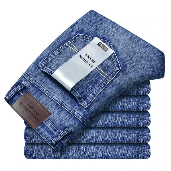 Men Fashion Straight Jeans Men 2026 New Stretch Slim Fit Pants Comfortable Soft Business Denim Trousers Male Brand Clothing