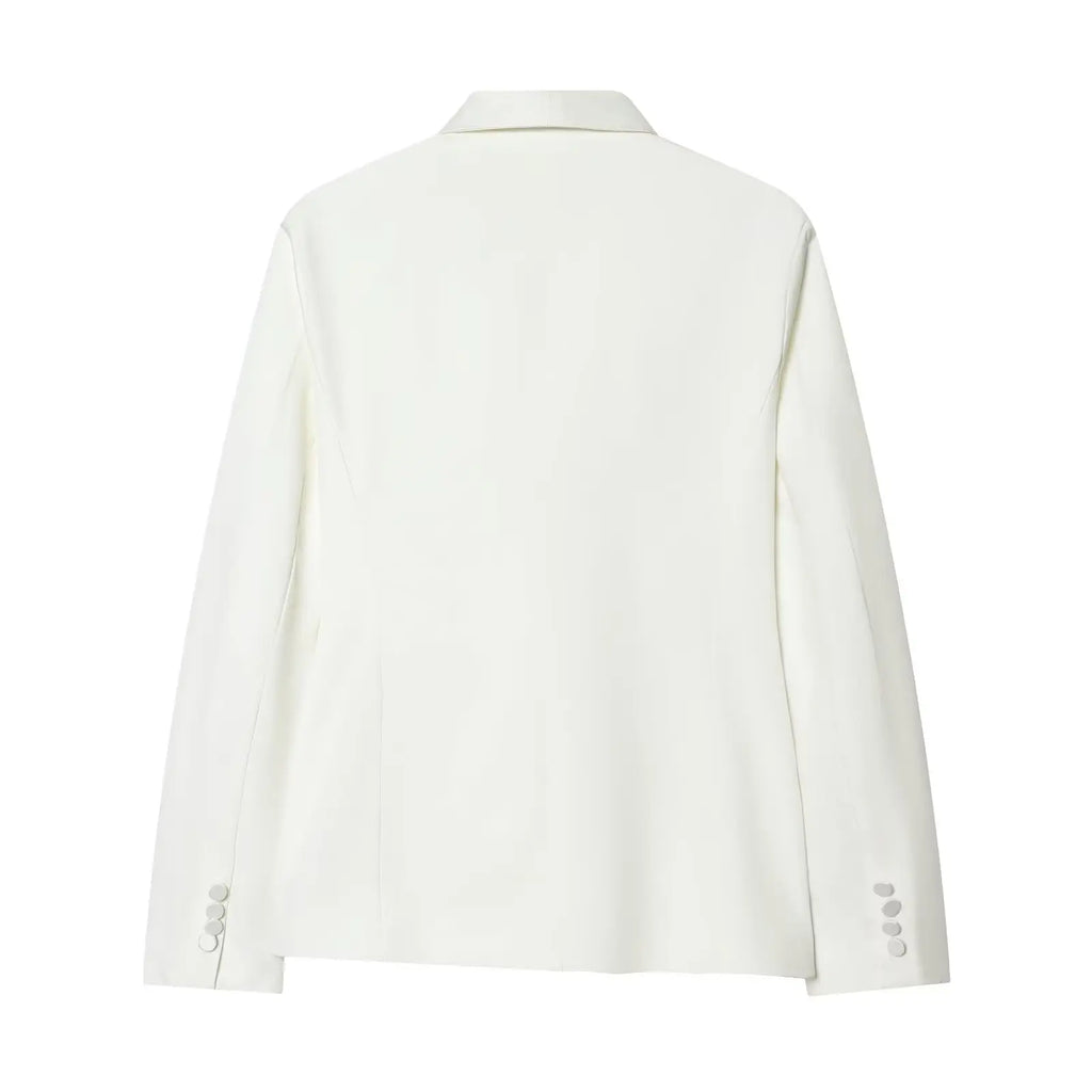 HH 2026 Women New Fashion Solid 2-Piece Set Single Button Long Sleeve Blazer Jacket+High Waist Zipper Pockets Solid Long Pants