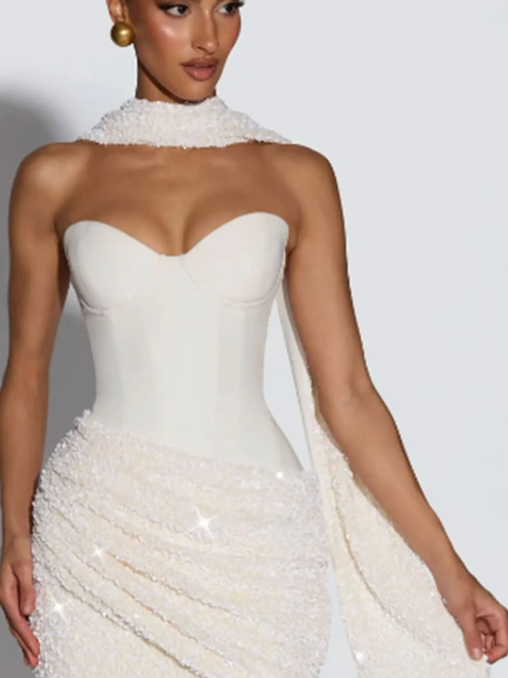 Halter Sparkly Sequin Bodycon Dress Fitted Midi Evening Gown Party Clubwear Jumpsuit Playsuit
