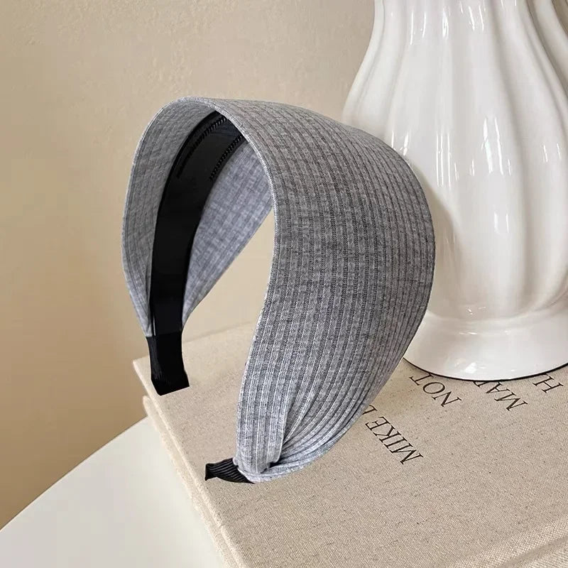 New Soft Wide Knitting Cotton Hairbands for Women Girls Korean Neutral Solid Turban with Teeth Head Band Headwear Accessories