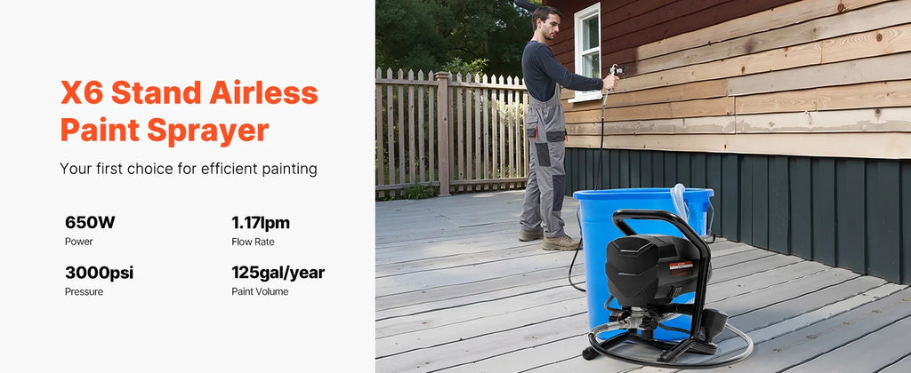 SucceBuy Stand Airless Paint Sprayer, 650W High Efficiency Airless Sprayer, 3000PSI Electric Paint Sprayer Machine Extension Rod