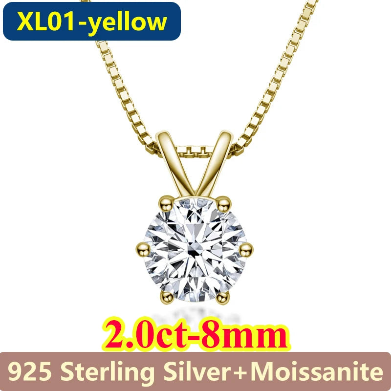 1CT / 2CT Emerald Heart Pear Princess Moissanite Diamond Pendants Necklaces For Women S925 Silver Fine Jewelry Women's Pendants