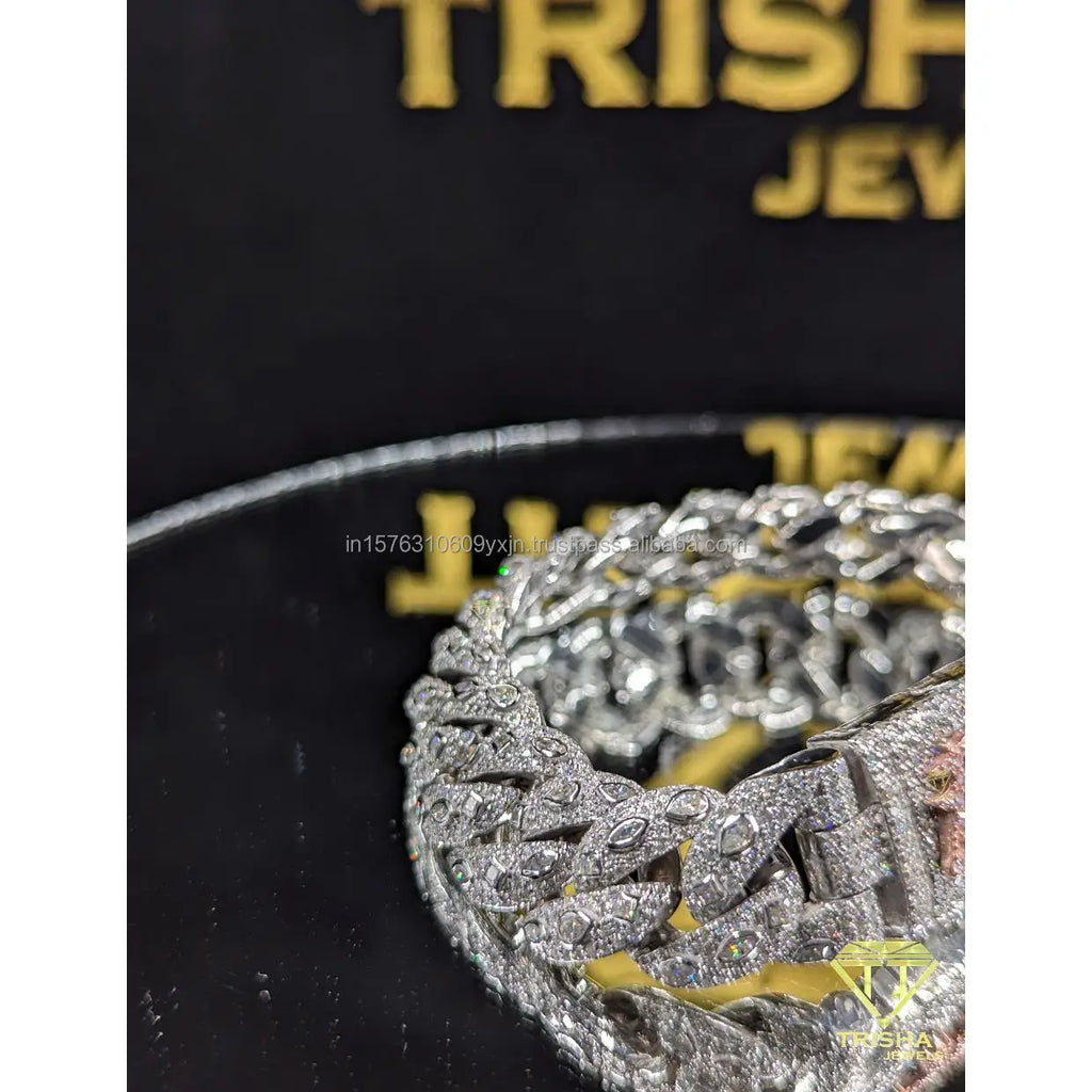 Designer VVS Lab Grown Diamond Cuban Bracelet Custom Clasp Iced Shine Finish 18K Gold Plated Rose Gold Hip Hop Jewelry