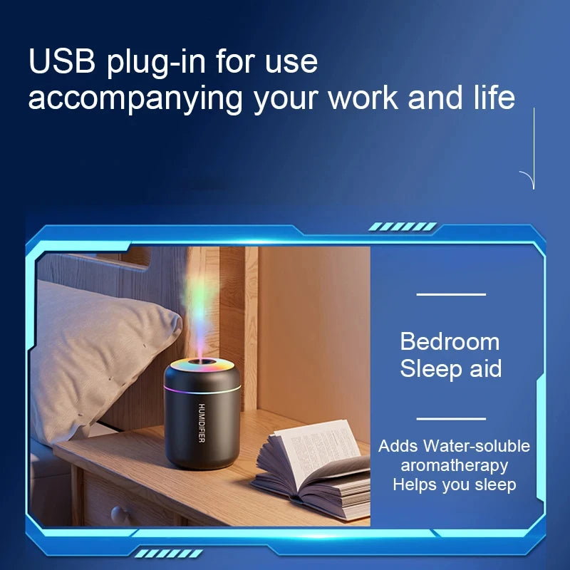 HOMEFISH Mini Air Humidifier Usb Aroma Diffuser Essential Oil Purifier Cool Mist Sprayer Home Bedroom LED Desktop Humidificador